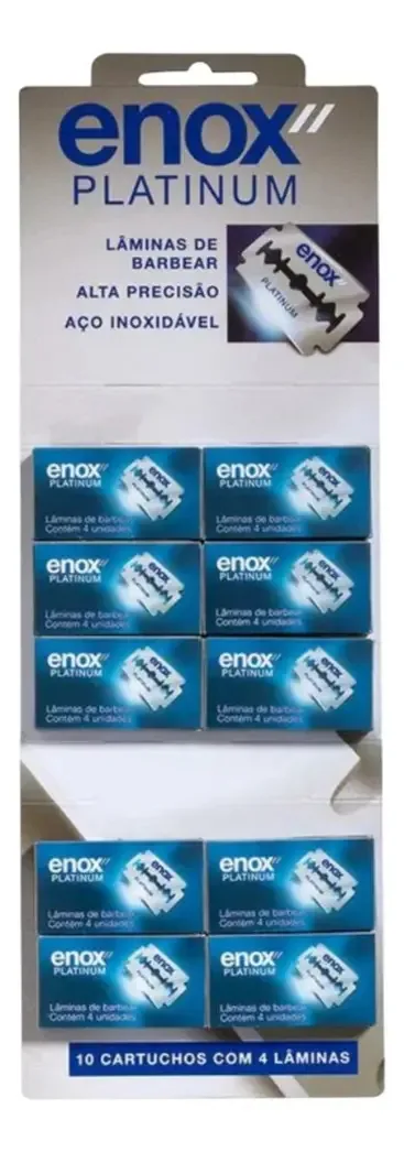 40 Unidades De Lâmina De Barbear Fio Duplo Platinum Enox