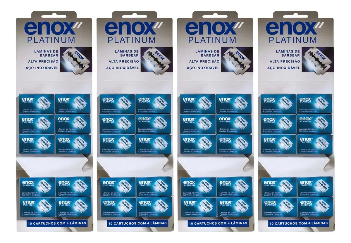 160 Unidades De Lâmina De Barbear Fio Duplo Platinum Enox
