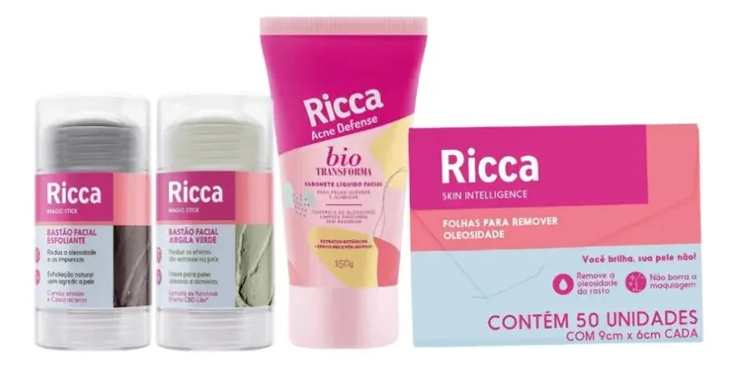 Kit de cuidado com a pele Ricca Facial Skin Care - 4 peças