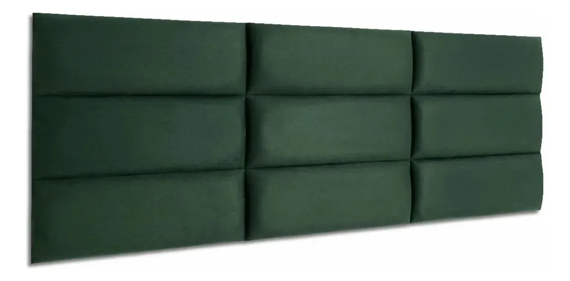 Cabeceira Solteiro Estofada Modelar Casa Veludo Verde 60 Modulada