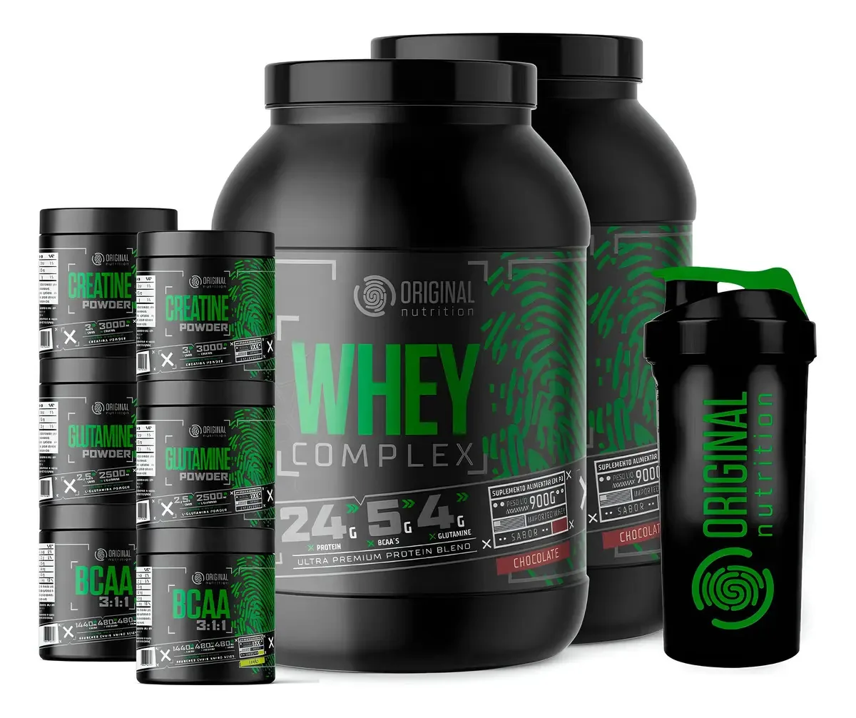 Kit Suplementos Nutrition Whey Complex BCAA Glutamina Creatina Chocolate