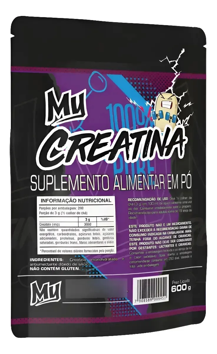 Creatina Monohidratada My Suplementos 600g Sem Sabor Pura e Solúvel