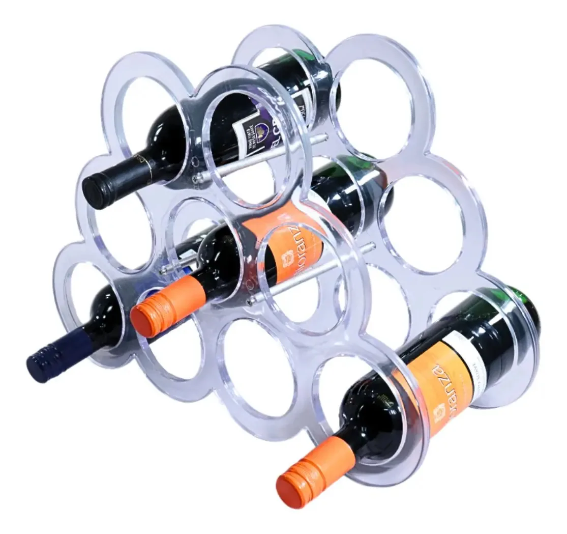 Adega Organizadora De Vinhos Acrílico Para 9 Garrafas