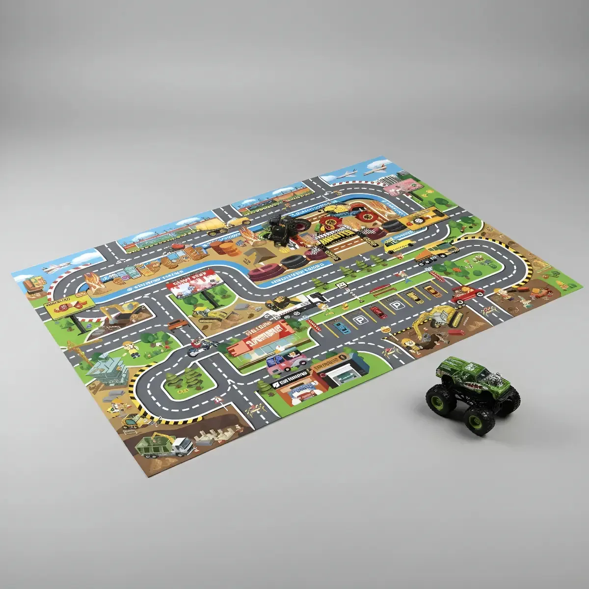 Tapete Infantil First Pista com Veículo e Acessórios 70x80cm