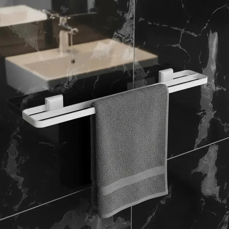 Porta Toalha De Banho Duplo Toalheiro Acessórios Banheiros Cor Branco