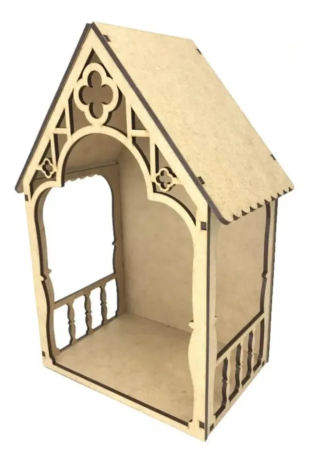 Cenário Coreto/palanque Em Mdf Liso 17x24x10,5 Cm