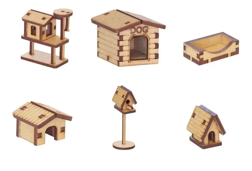 Kit Miniaturas Casinhas Pet 6 Peças Mdf