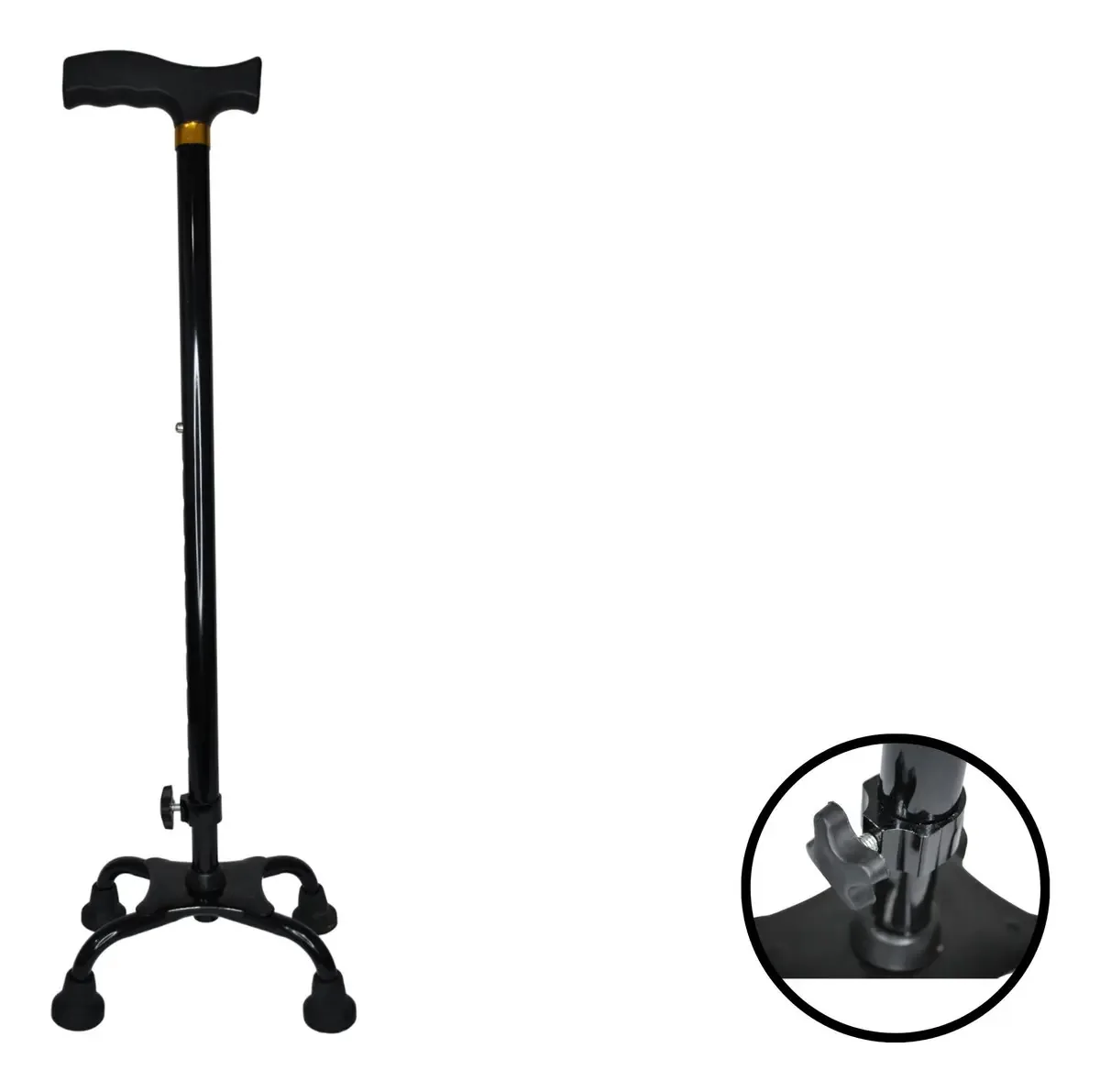 Bengala 4 Pontas Regulável Supermedy Alumínio Anodizado Suporta 90kg Preto