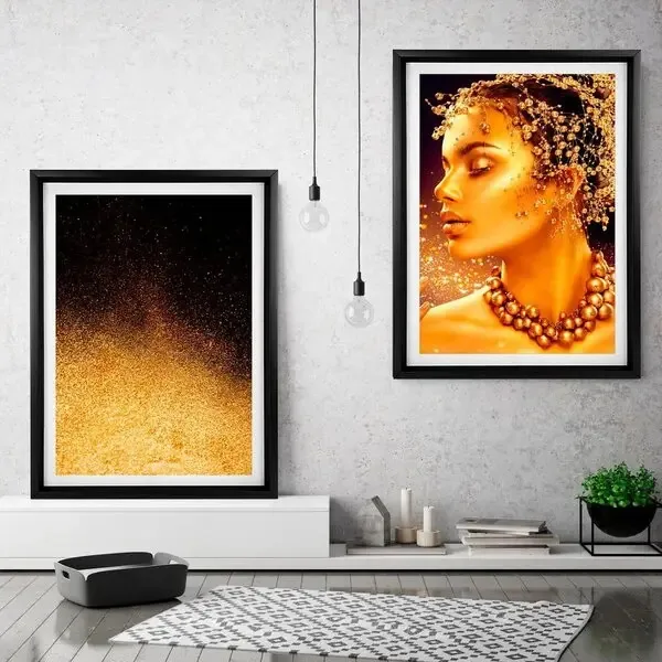 Quadro Com Moldura Chanfrada Gold Premium