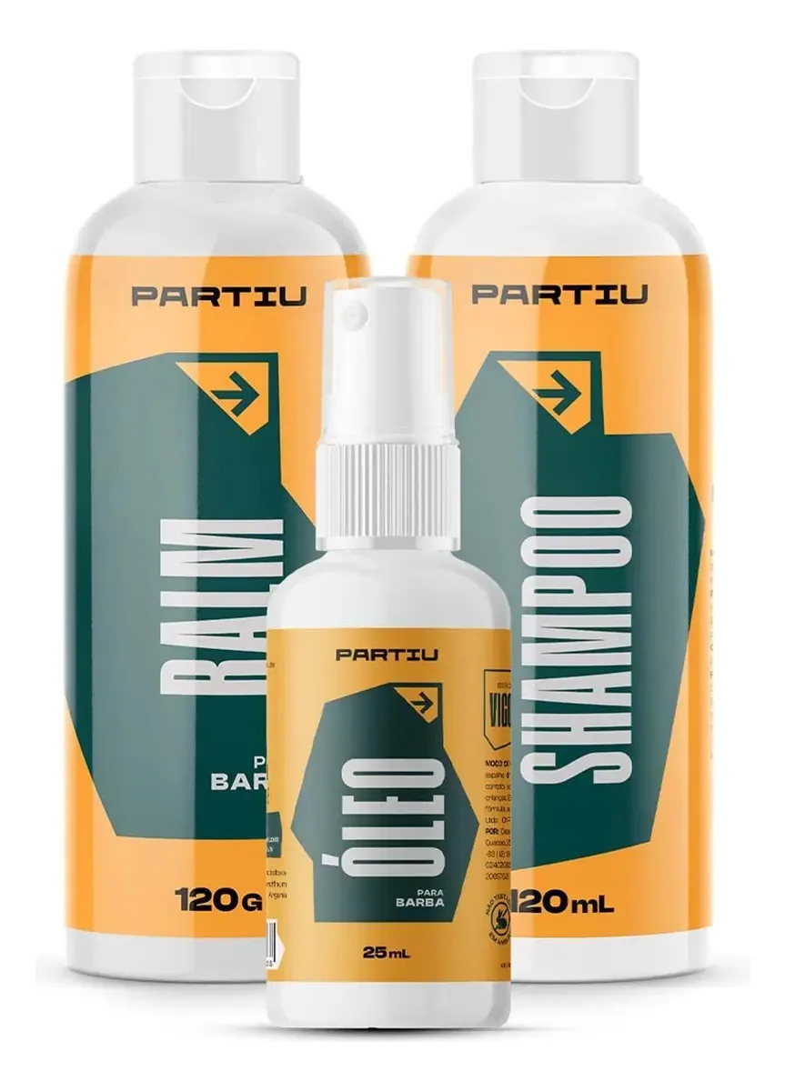 Kit Balm Óleo E Shampoo Para Barba Profissional Vigor Partiu