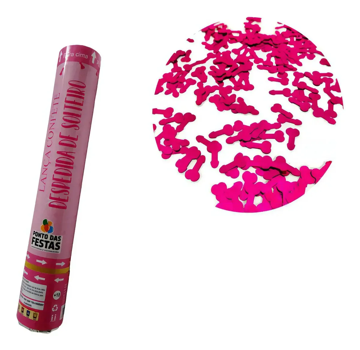 Lança Confete Metalizado MPESTAECIA Pink Chá Lingerie 30cm Festa