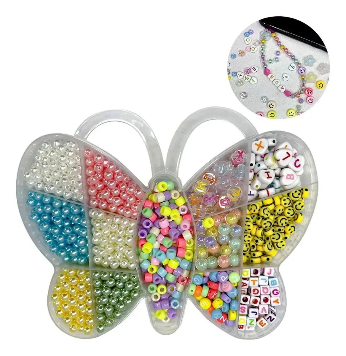 Kit Miçanga Infantil Para Pulseira Bijuteria Borboleta 18x15