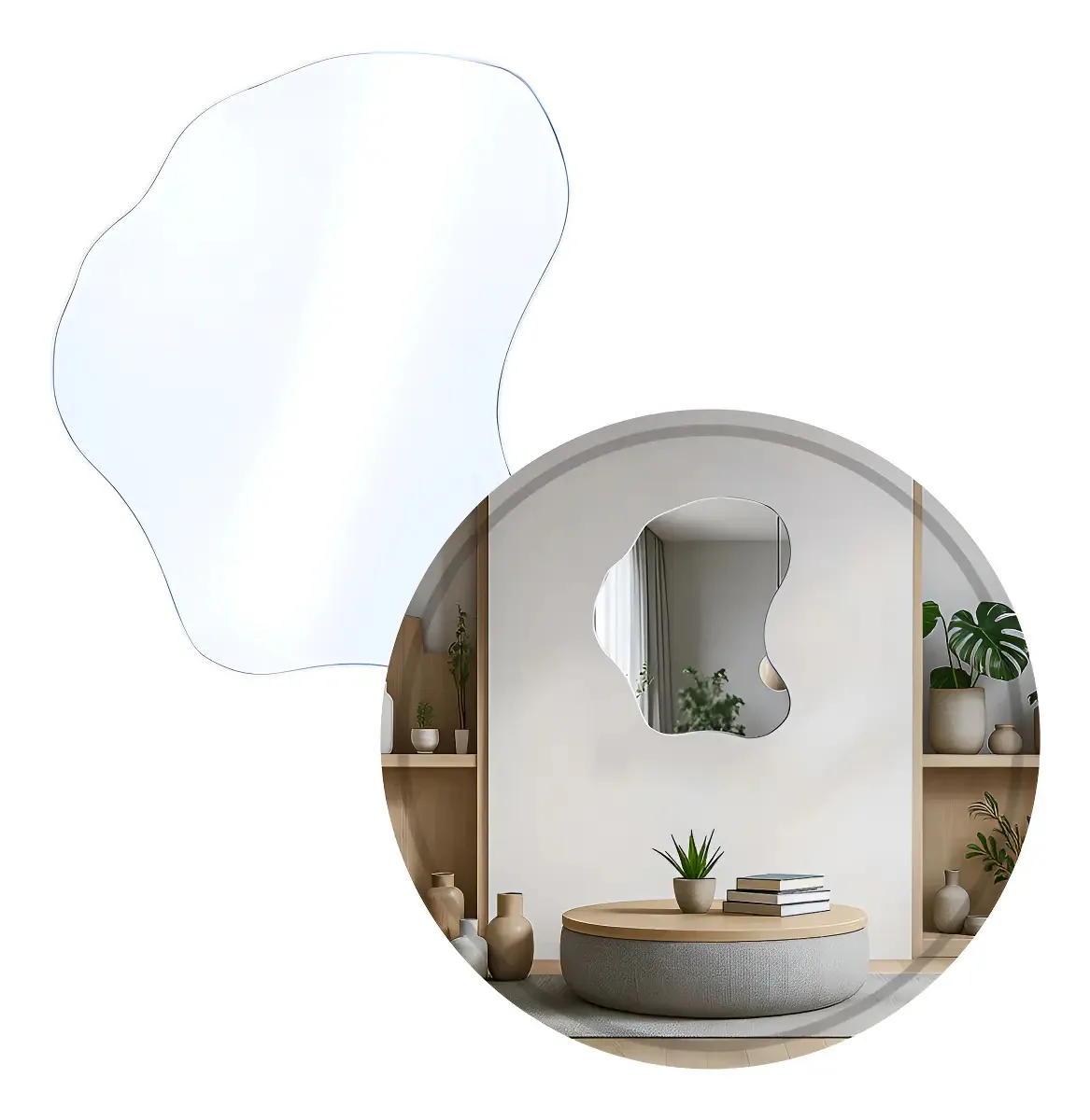 Espelho Orgânico Médio Decorativo Lapidado Banheiro St3219