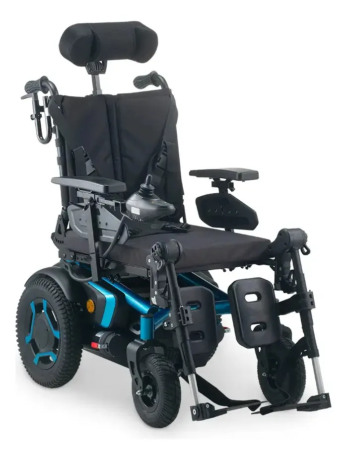 Cadeira de Rodas Motorizada Dellamed Preto/Azul Reclinável 4 Rodas
