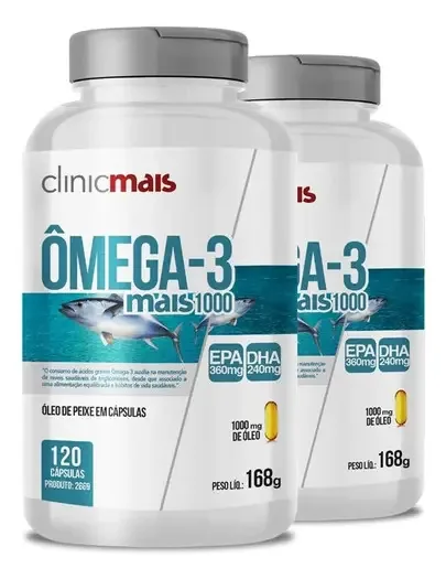 Kit 2 Ômega 3 Mais 1000mg Chá Mais 120 Cápsulas Sabor Natural