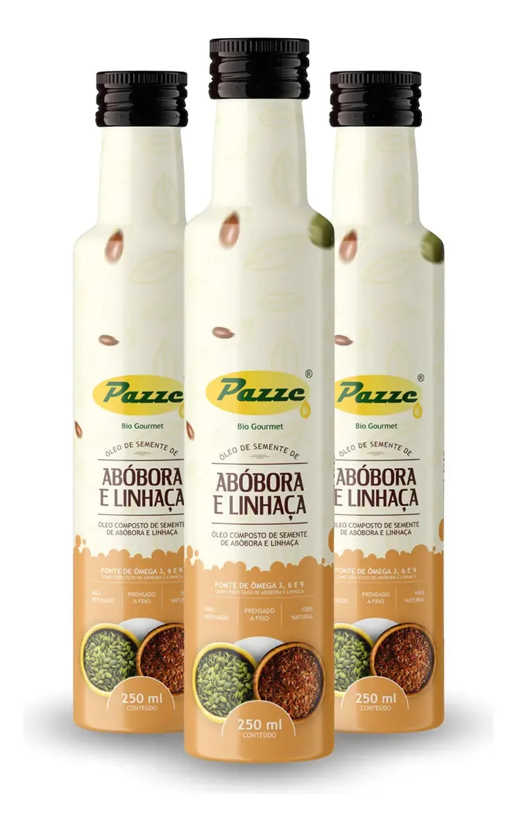 Kit 3 Óleo De Semente De Abobora E Linhaça Pazze 250ml
