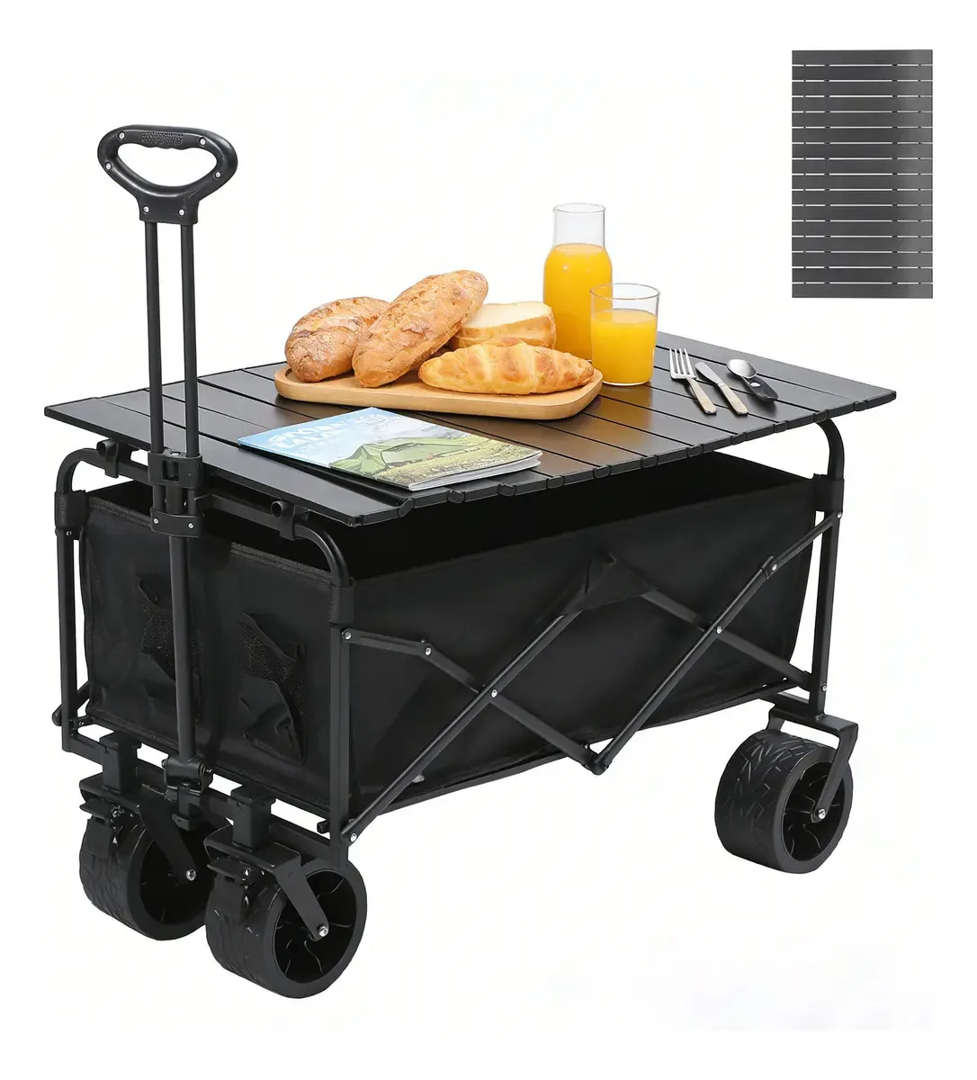 Carrinho de Feira Dobrável Multiuso com Mesa Nexara 08A-BK Cor Preto
