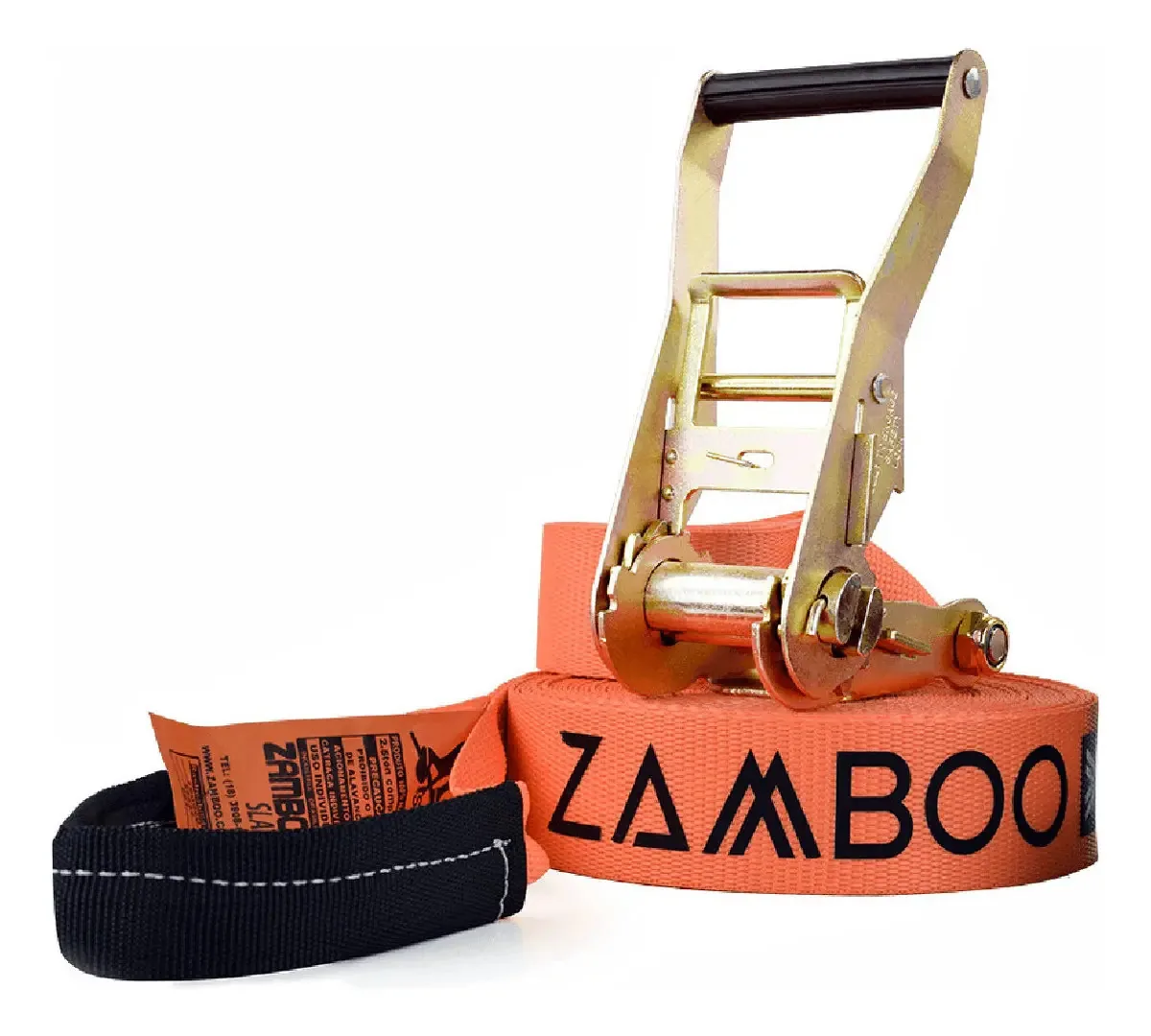 Kit Slackline Zamboo StartLine Laranja de 15 m com Catraca Reforçada
