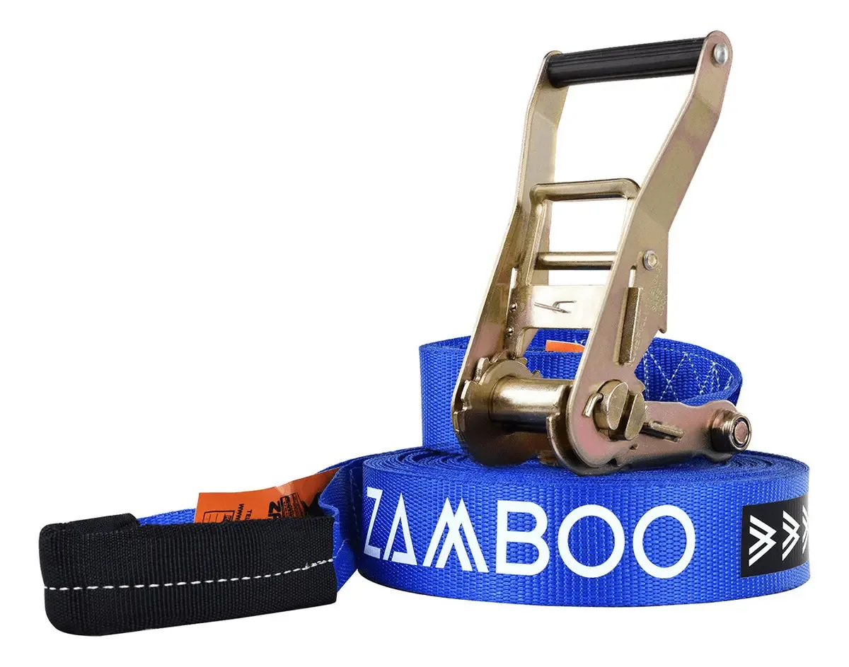 Slackline Azul Zamboo 20m x 5cm 3000kg Kit com Catraca Reforçada