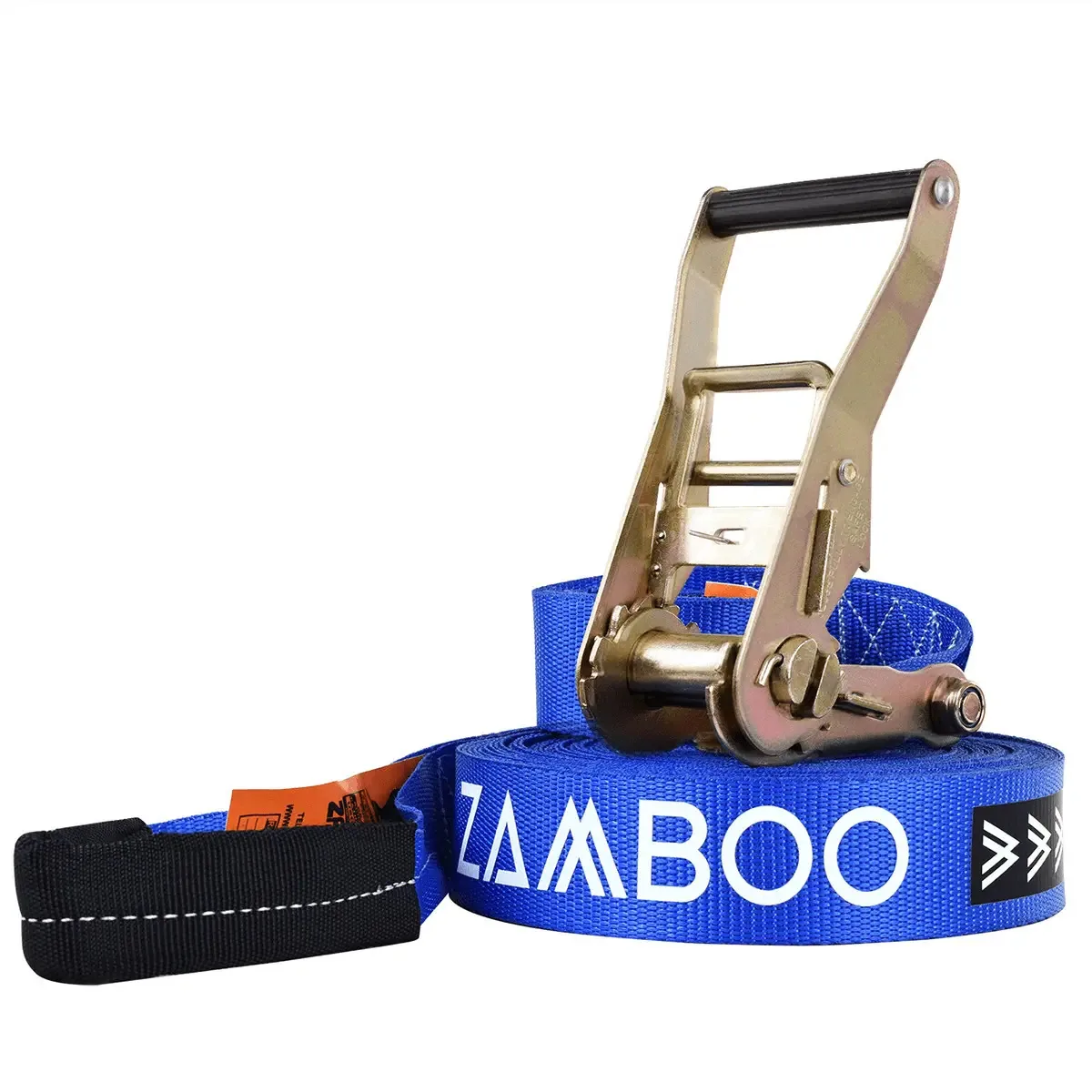 Slackline Zamboo Kit Baseline 10m Azul Com Catraca Reforçada Suporta 3 Ton Desenvolve Equilíbrio Coordenação