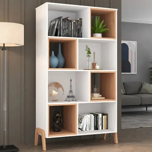 Estante Para Livros 8 Nichos Branco Tx/pinus Cera Bf-1011