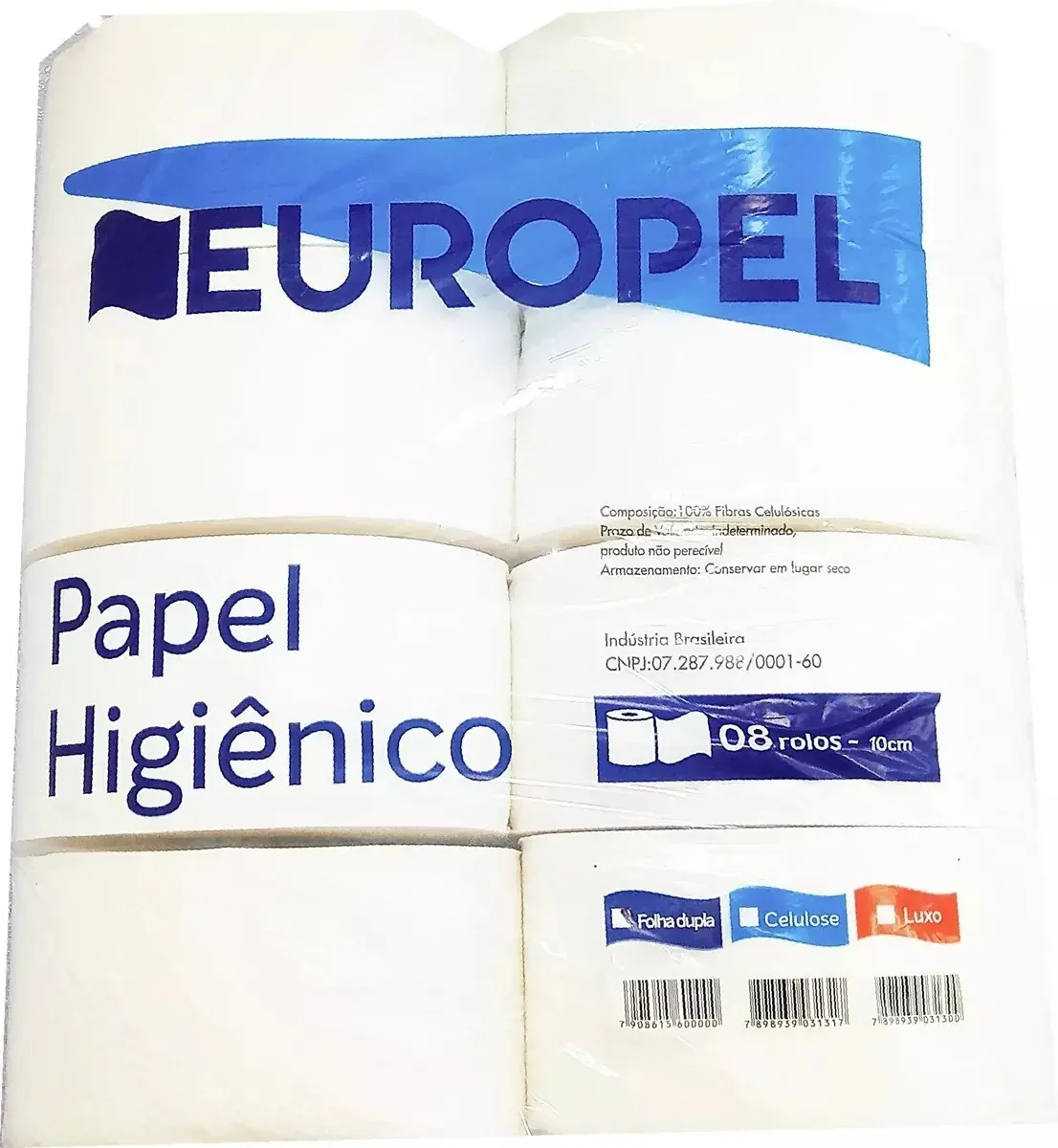 Papel Higiênico Europel Folha Dupla 150 m com 8 Rolos