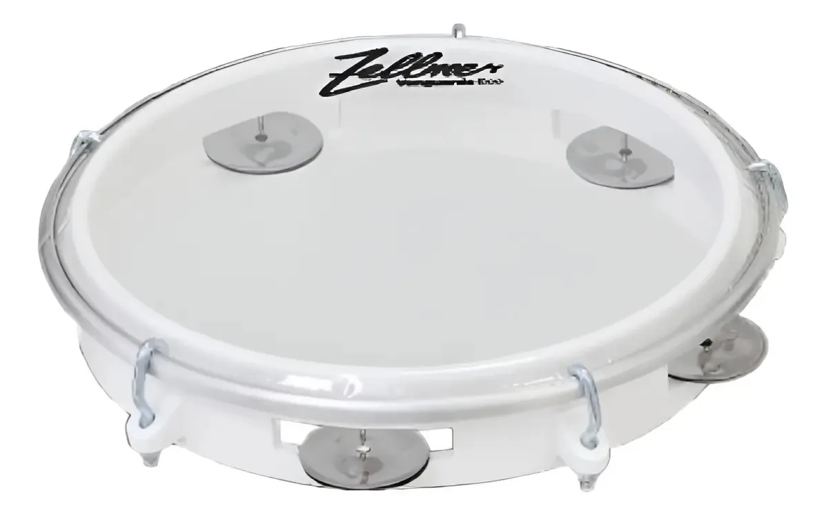 Pandeiro 8 Polegadas Pele Transparente Abs Zellmer Branco