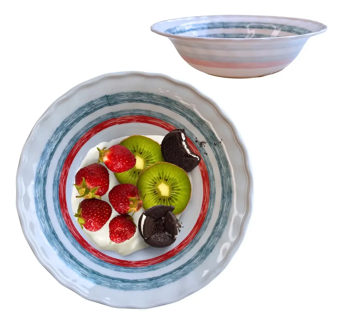 12 Tigelas Bowl Decorado 520ml Em Melamina Sobremesas