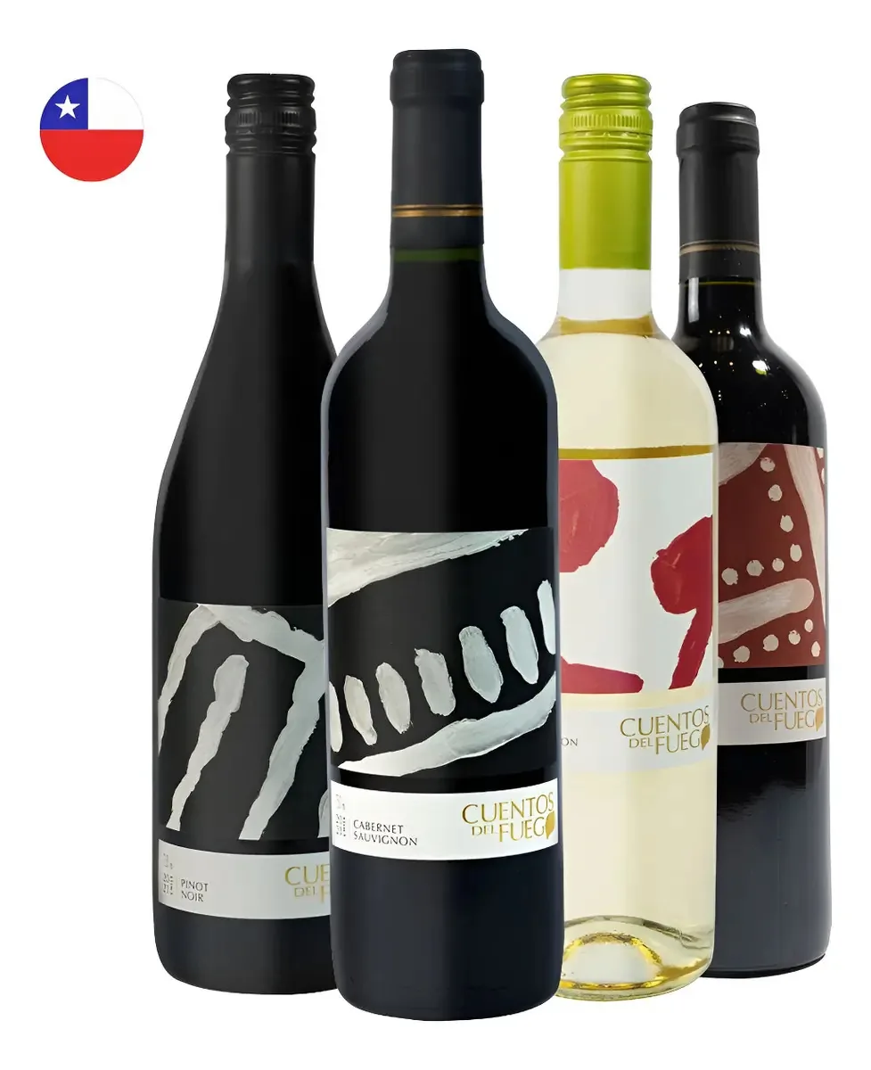 Kit 4 Vinhos Chilenos Cuentos Del Fuego Varietais 750ml