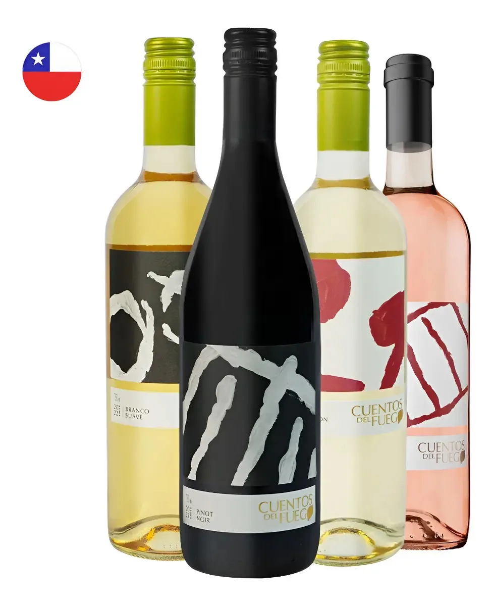 Kit 4 Vinhos Chilenos Tinto Rosé Branco Seco E Suave 750ml