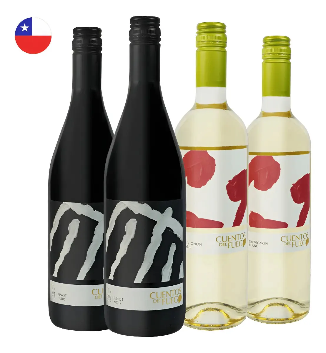 Vinhos Chilenos Pinot Noir E Branco Sauvignon 750ml 4un