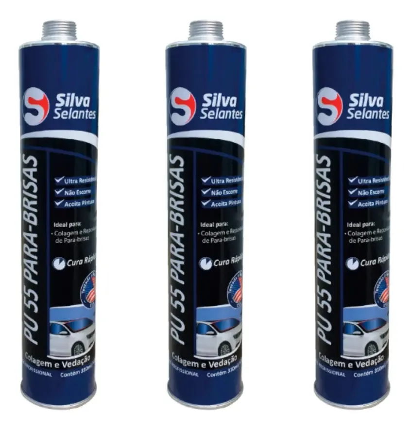 Cola Para-brisas Pu 55 280ml/420g Kit 3 Uni. Silva Selantes