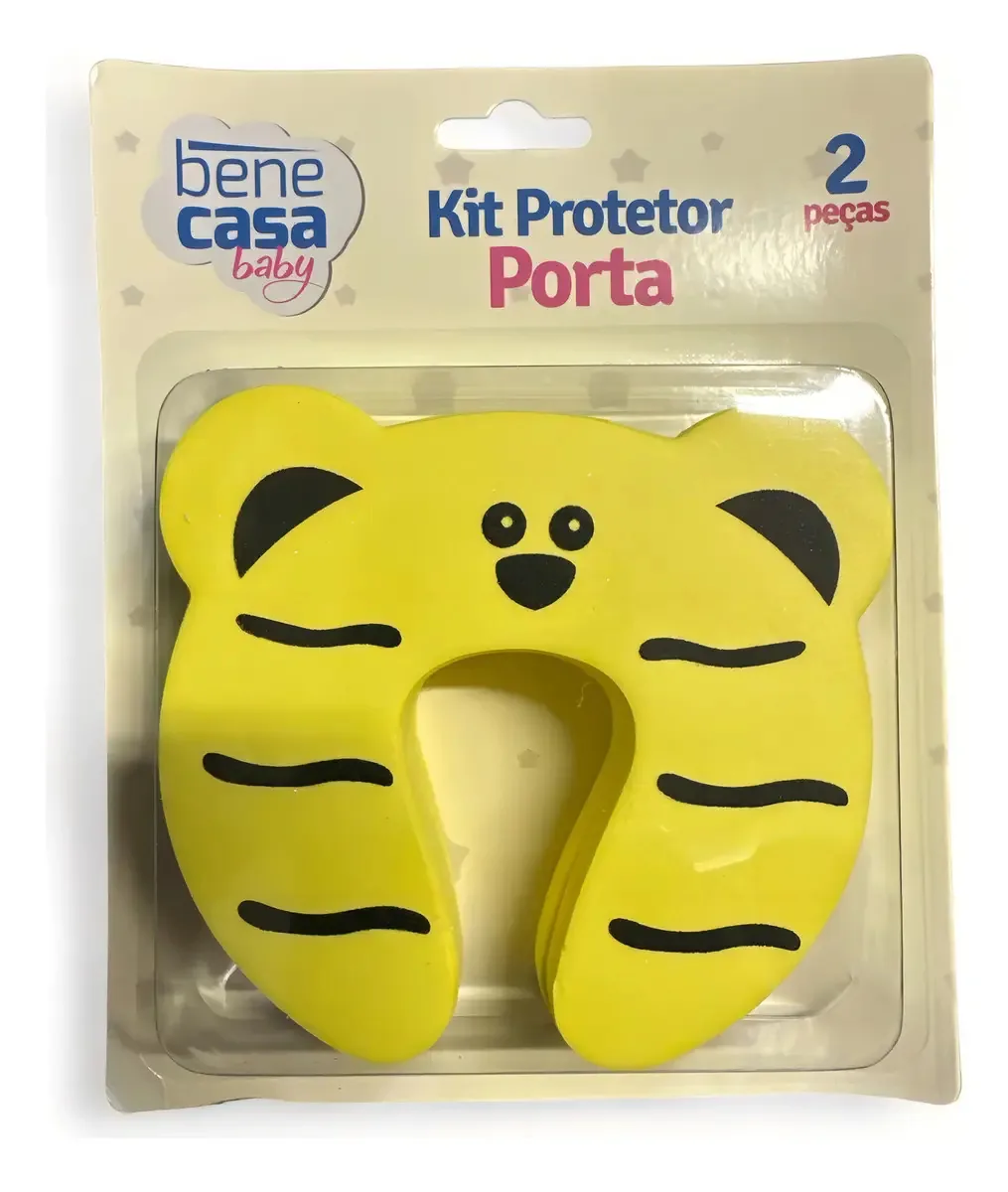 Kit 2 Protetores Porta Infantil Bene Casa Borracha EVA Tigrinho