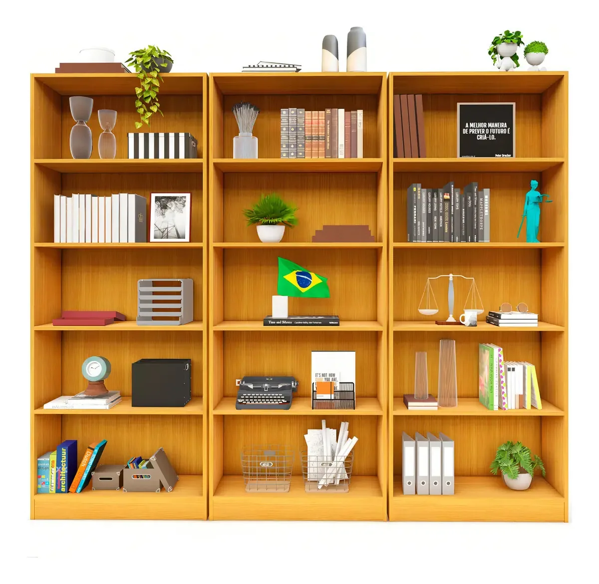 Estante Para Livros Dublin 12 Prateleiras Mel - Pnr Móveis Cor Marrom