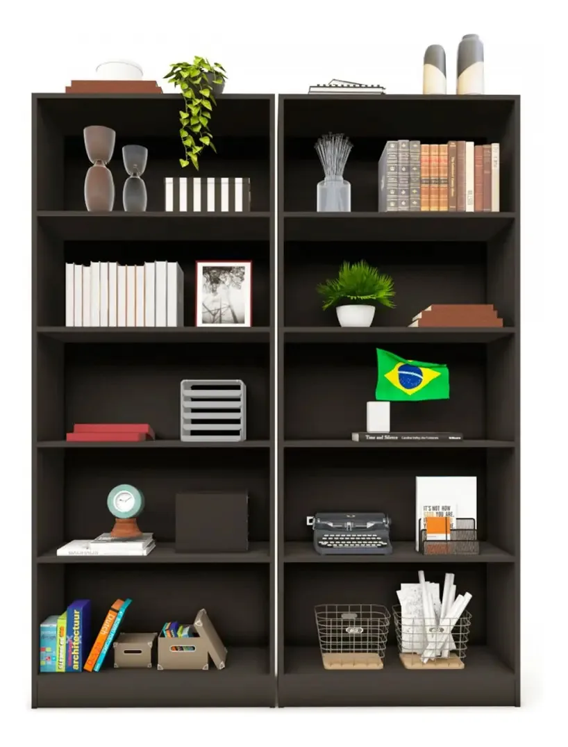 Estante Para Livros Dublin 8 Prateleiras Black - Pnr Cor Preto