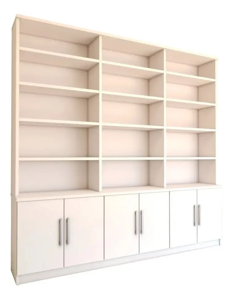 Estante Para Livros Biblioteca 6 Portas 15 Prateleiras Cor Branco