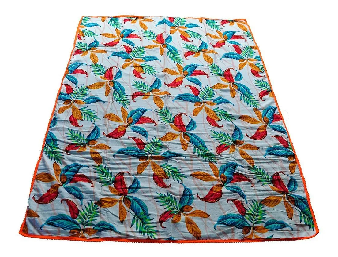 Canga Toalha Best Fit Saída De Praia Premium Branco Laranja