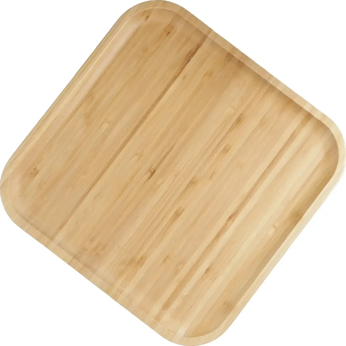 Bandeja Redonda Bambu Marrom Claro 25cm Ideal Churrasco Cozinha Gourmet