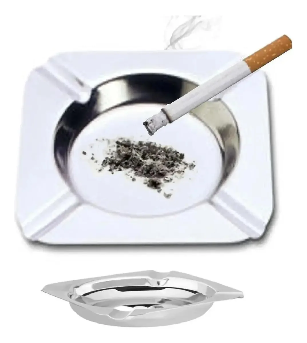 12 Cinzeiros Quadrado Em Metal Flandres Inox Bar Restaurante Lisa