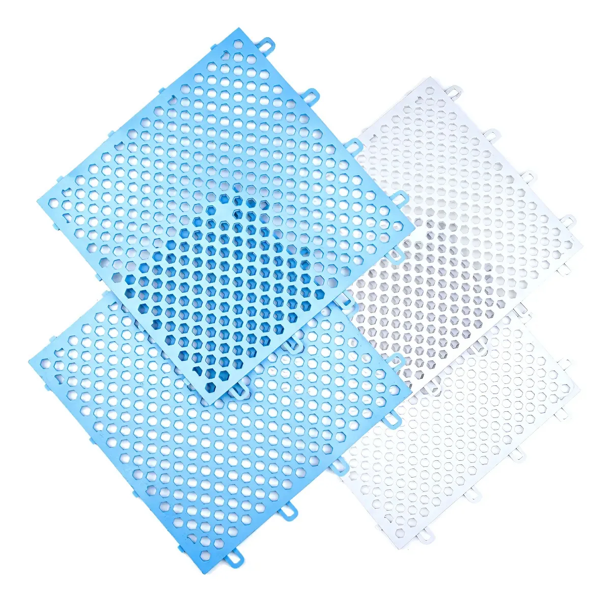 10 Pçs Tapete Estrado Pvc Antiderrapante Piso Para Box Canil Triboshop Cor Azul / Branco