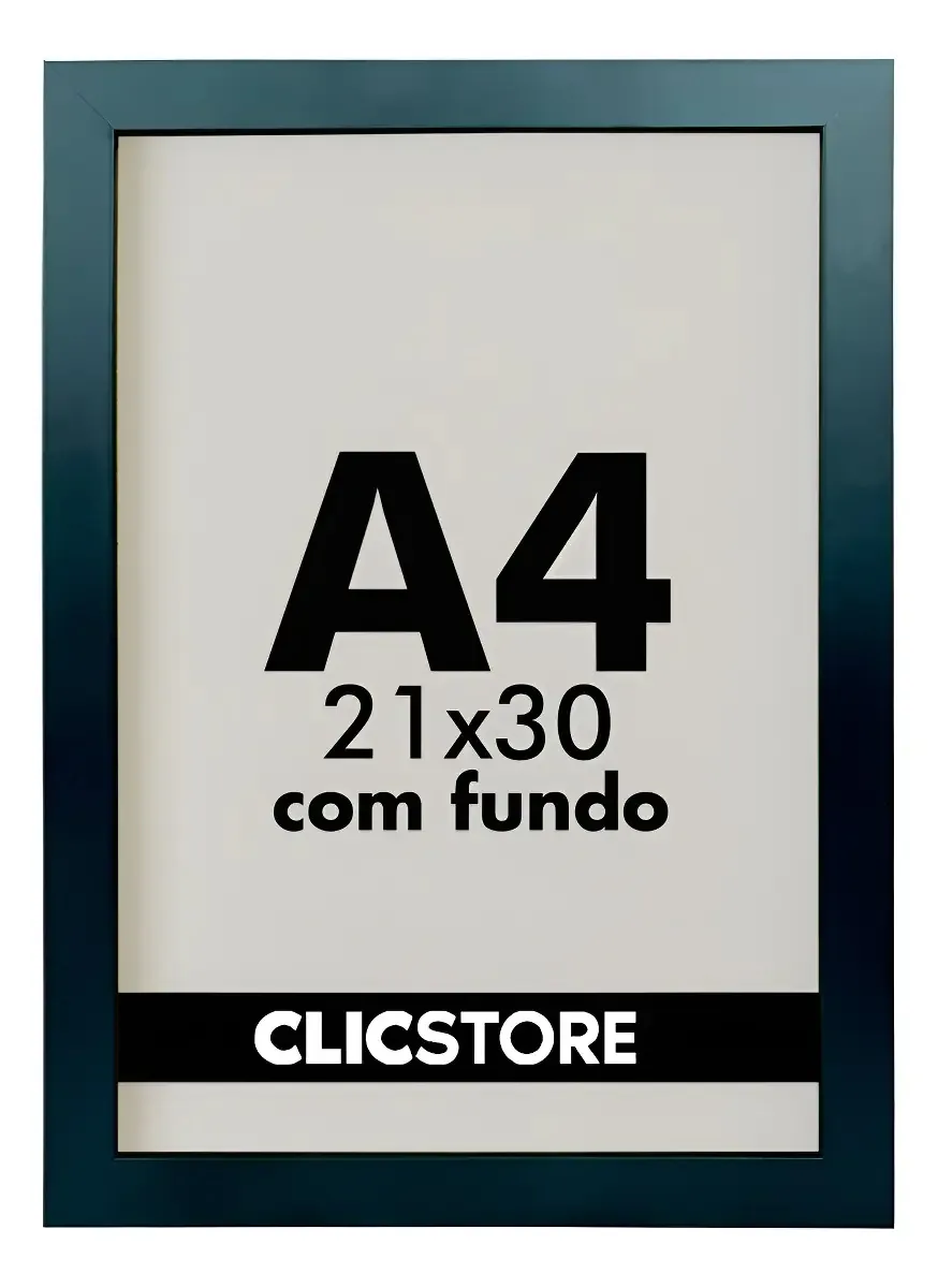 Kit 4 Moldura A4 21x30cm Com Fundo Para Quadros Fotos Cor Preto