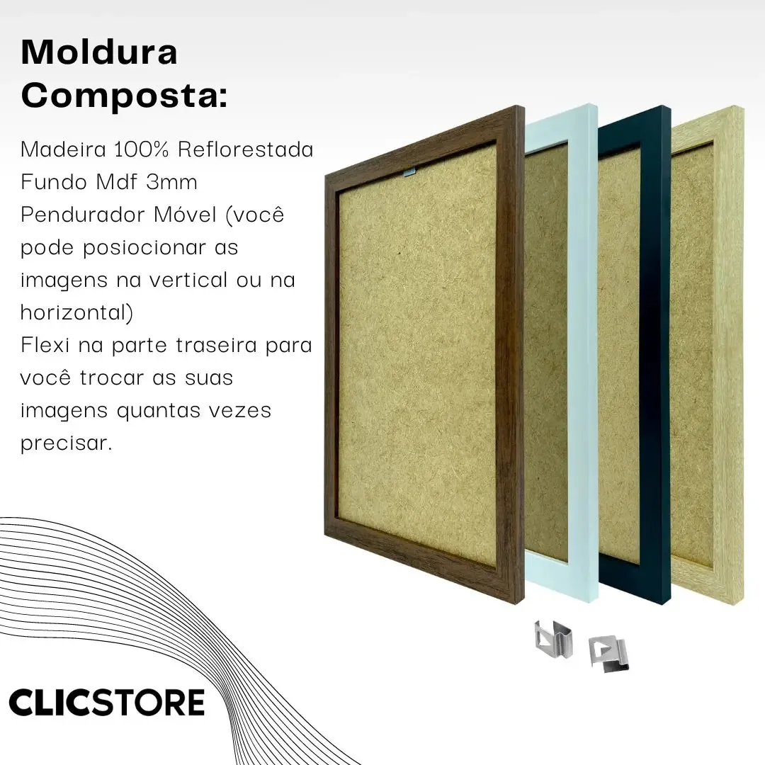 Kit 4 Moldura A4 21x30cm Com Fundo Para Quadros Fotos Cor Tabaco