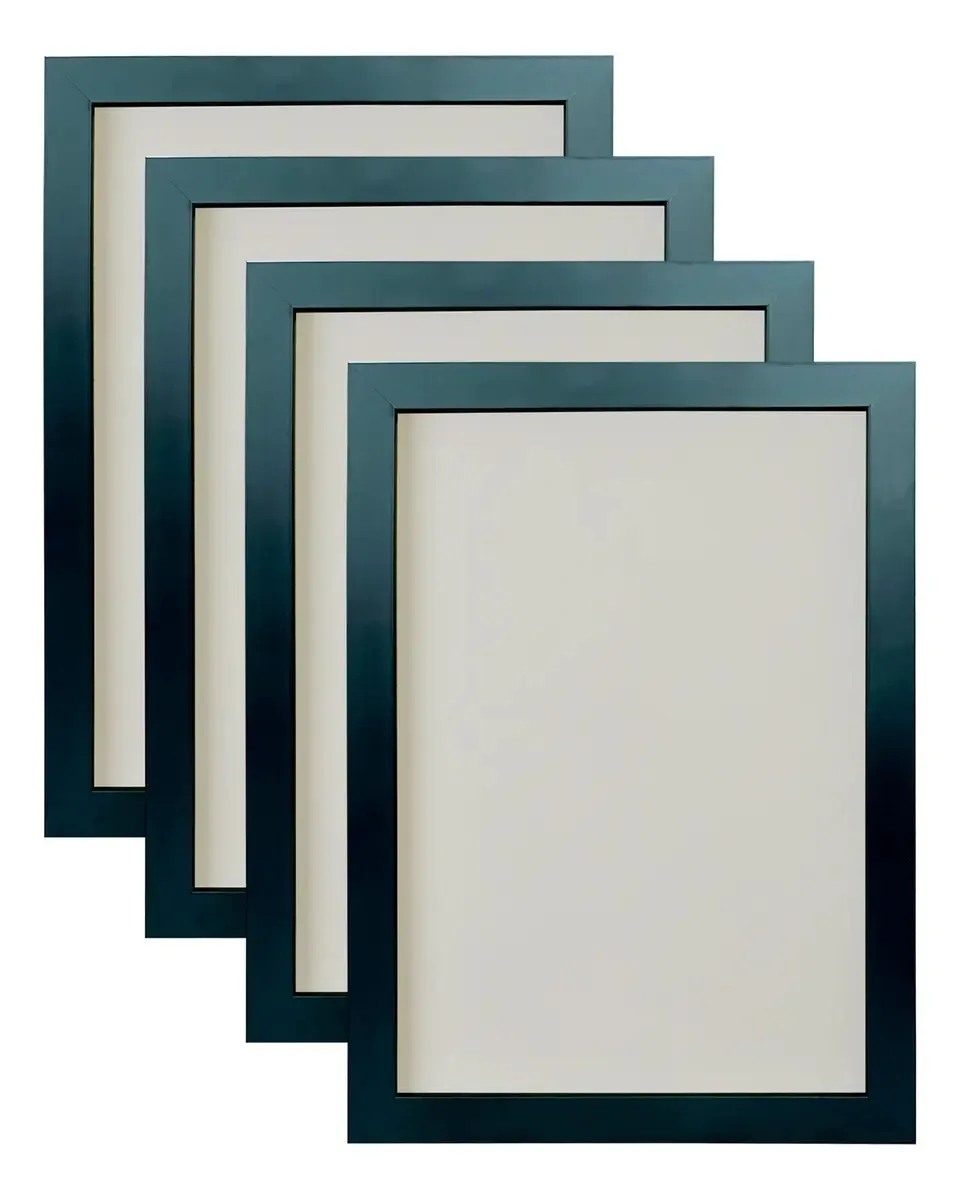 Kit 4 Molduras A5 15x21cm Sem Vidro Para Quadros Diplomas Cor Preto