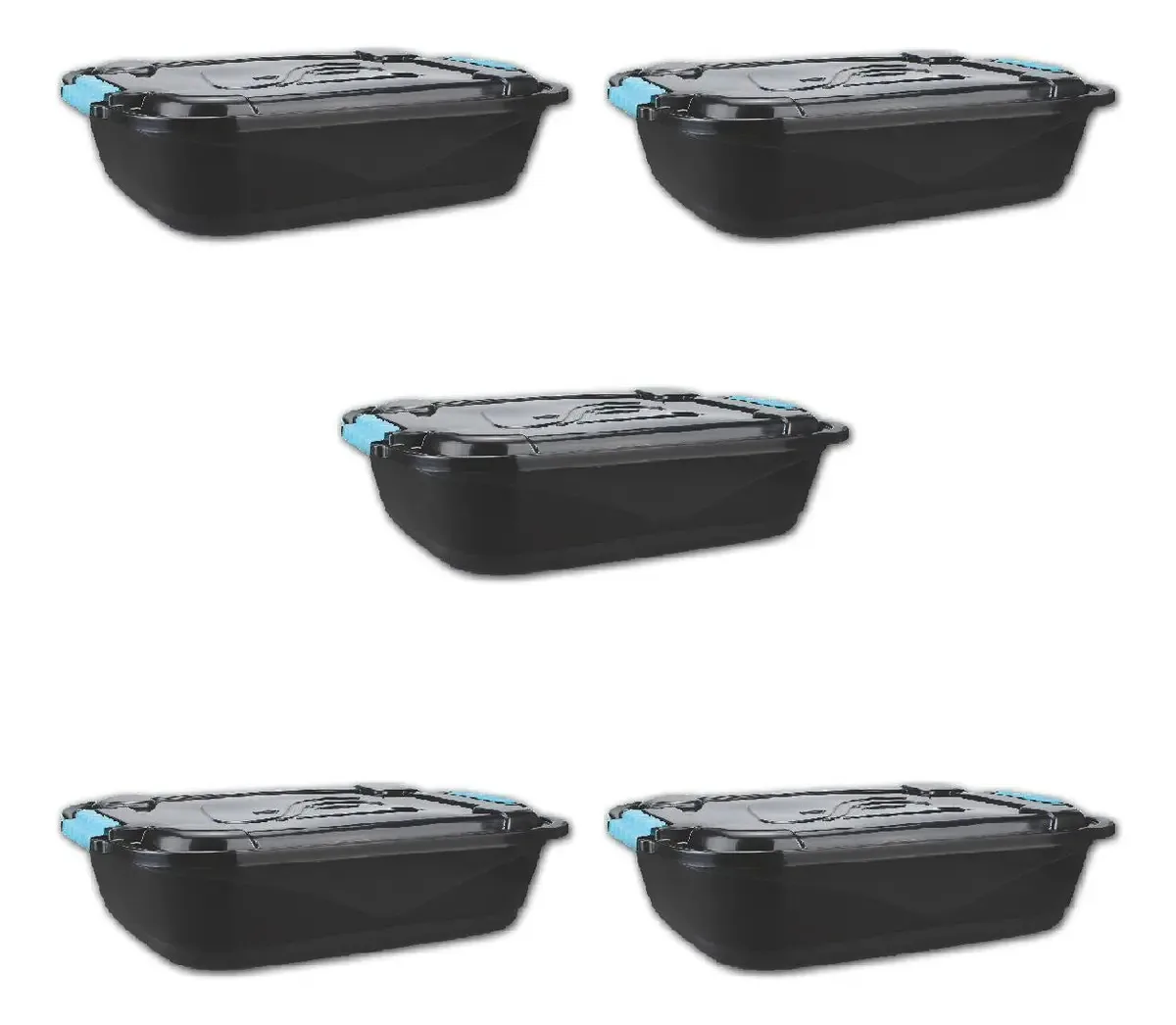 Kit 5 Caixas Cesto Organizadora Média 12l Multiuso Preta