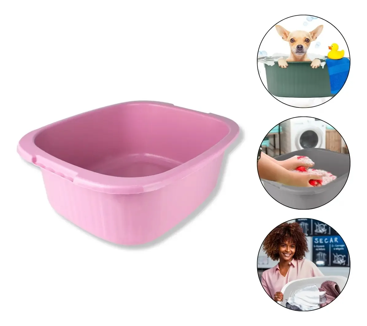 Bacia Retangular Plástico Multiuso 12l Lar Lavanderia Roupas Casa Utilidades Limpeza Higiene Faxina Roupa