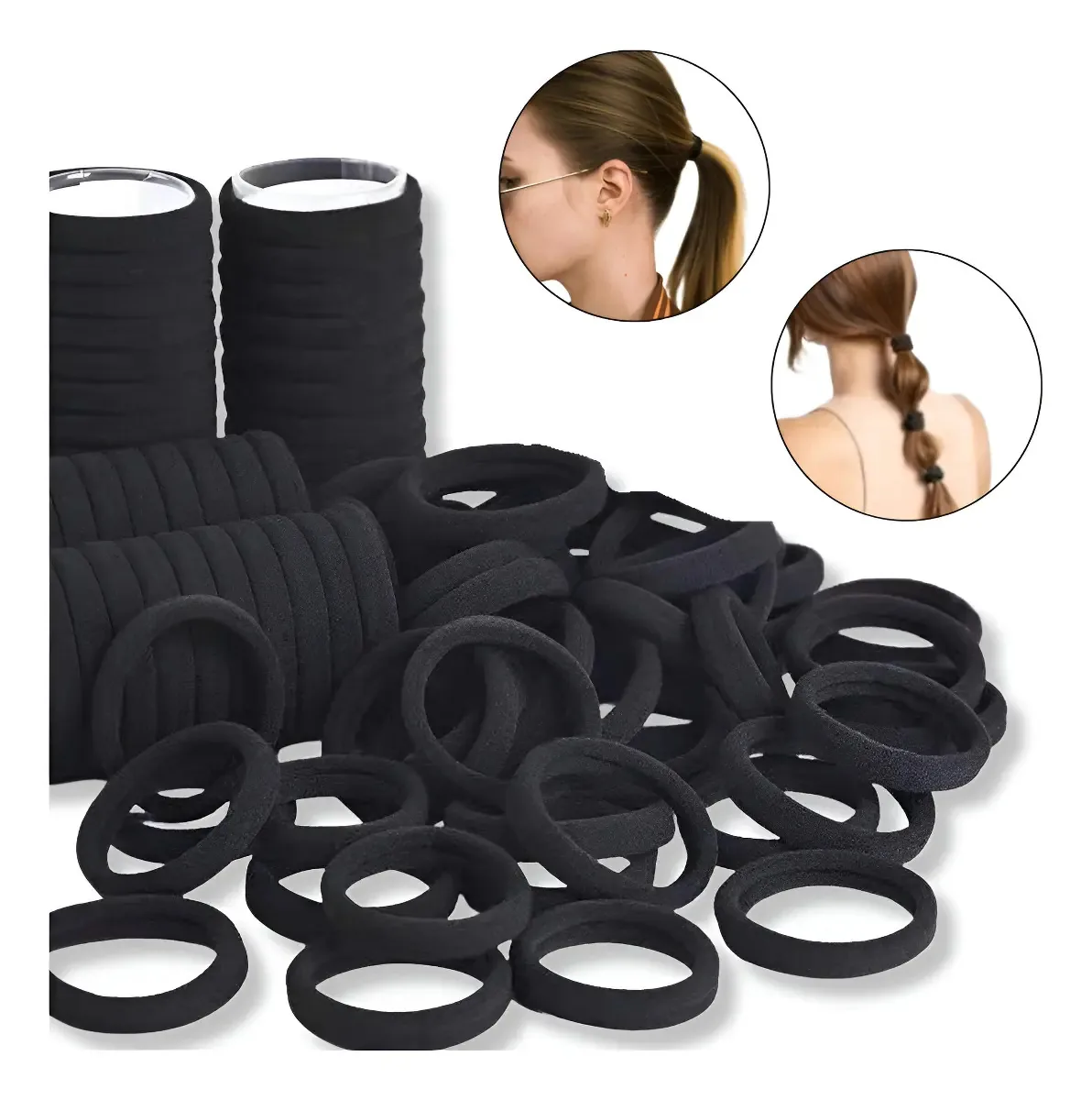Kit 600 Elásticos Xuxinha Lacinho Laço Preto Cabelos Atacado Liso