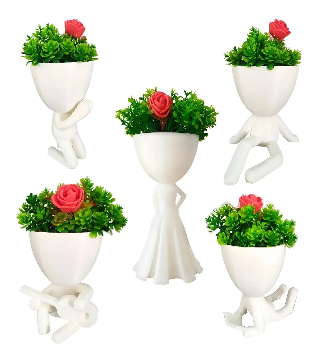 5 Vasos Bob Robert Plant Decoração Plantas E Suculentas Cor Branco Bobs