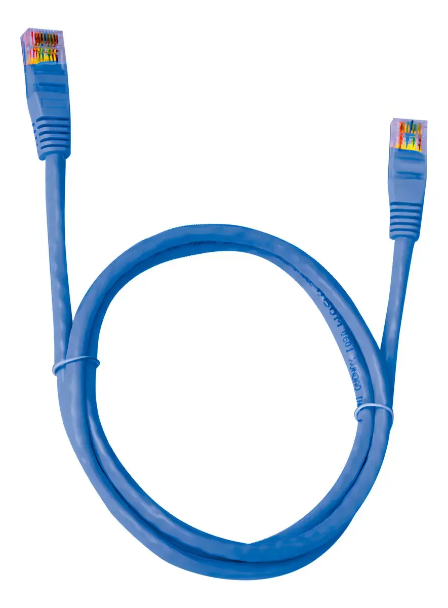 Cabo de Rede Patch Cord Cat5.E 1m Azul RJ45 Ethernet PlusCable