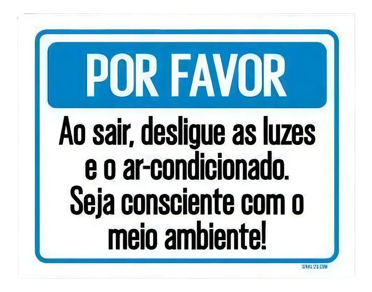Kit 5 Placas Por Favor Desligue Luzes Meio Ambiente