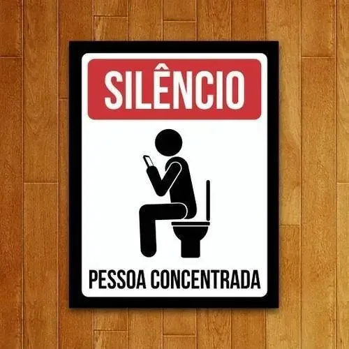 Kit Com 3 Placas Decorativas - Silêncio Pessoa Concentrada